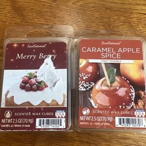 New- ScentSationals Scented Wax Cubes: Caramel Apple Spice & Merry Berry  2.5 oz